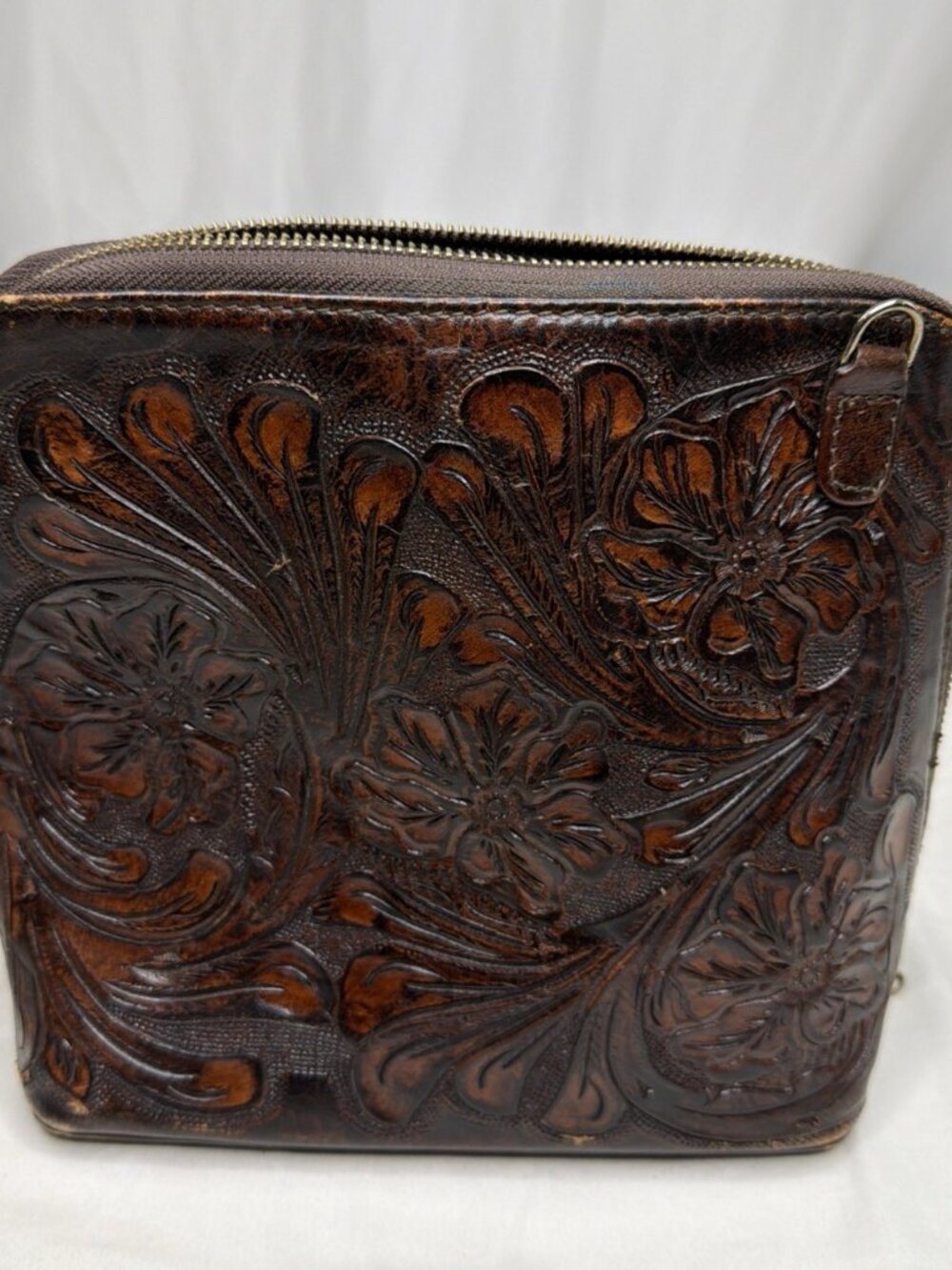 Origenes David Luna Tooled Leather Crossbody Bag Floral